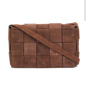 Isadora Brown Woven Italian Leather Crossbody Bag